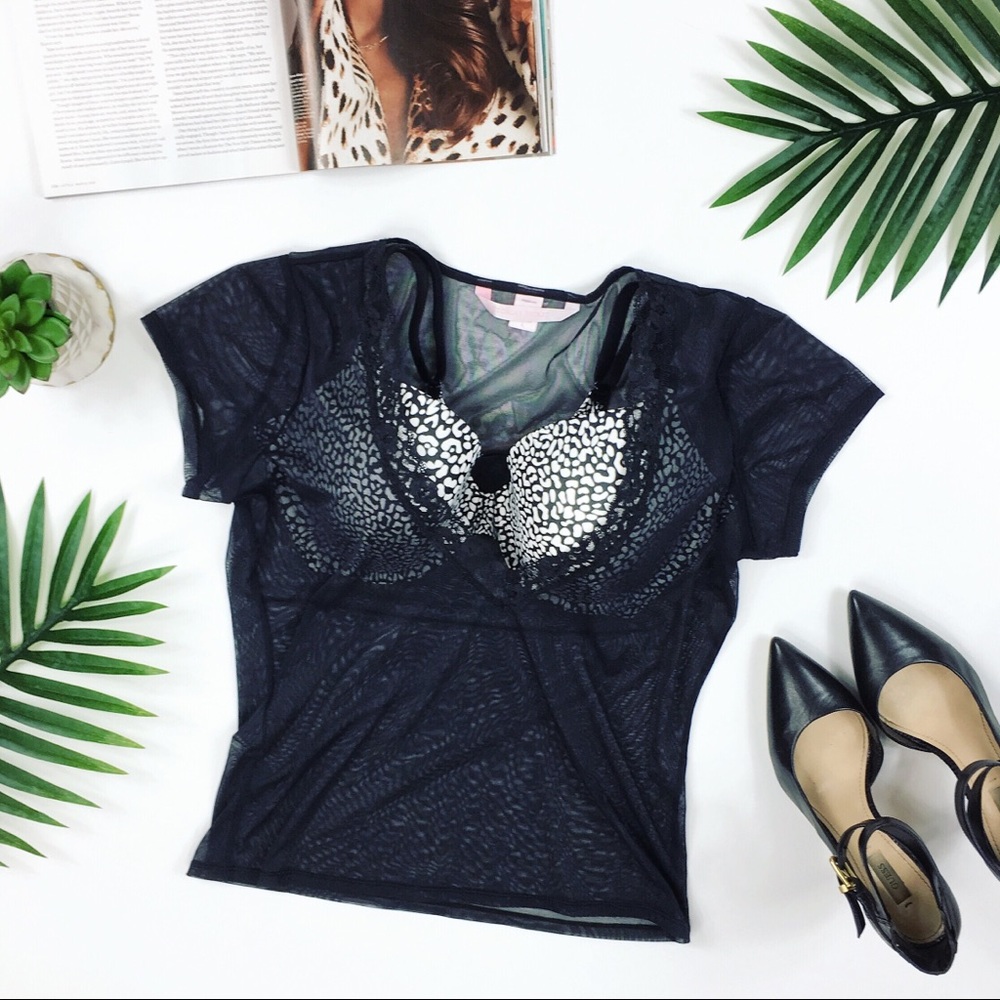 victoria’s secret • black mesh top
